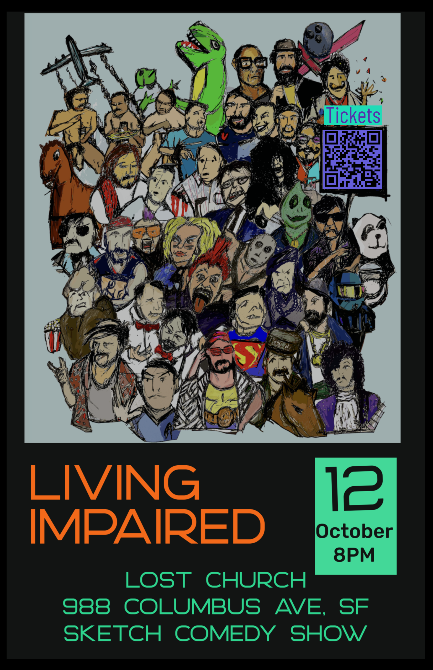 living impaired flyer with sketches of sketches